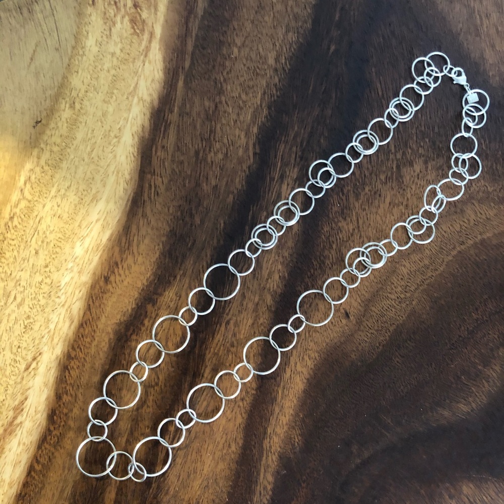 Long Silver Interlocking Necklace - image 1